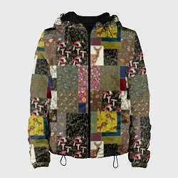Куртка с капюшоном женская Пэчворк лесной, цвет: 3D-черный