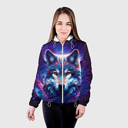 Куртка с капюшоном женская Волк и звезды, цвет: 3D-белый — фото 2