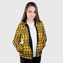 Куртка с капюшоном женская Узор из треугольников жёлтый, цвет: 3D-черный — фото 2