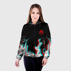Куртка с капюшоном женская Warframe огонь глитч, цвет: 3D-черный — фото 2