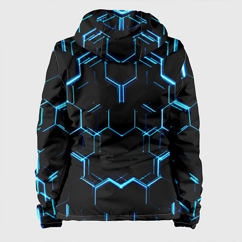 Женская куртка Киберпанк неон синий / 3D-Черный – фото 2