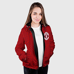 Куртка с капюшоном женская Manchester United отпечатки, цвет: 3D-черный — фото 2