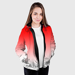 Куртка с капюшоном женская Красно белый градиент, цвет: 3D-черный — фото 2