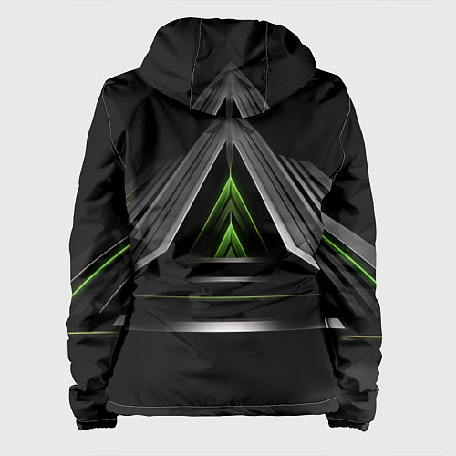 Женская куртка Black green abstract nvidia style / 3D-Белый – фото 2