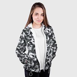 Куртка с капюшоном женская Серый пиксельный камуфляж, цвет: 3D-белый — фото 2