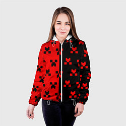 Куртка с капюшоном женская Minecraft creeper logo, цвет: 3D-белый — фото 2