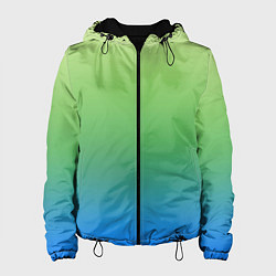 Куртка с капюшоном женская Градиент зелёно-голубой, цвет: 3D-черный
