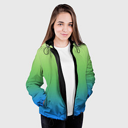 Куртка с капюшоном женская Градиент зелёно-голубой, цвет: 3D-черный — фото 2