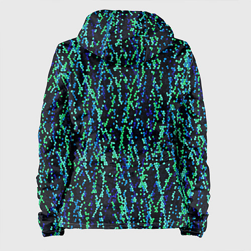 Женская куртка Тёмный сине-зелёный паттерн мелкая мозаика / 3D-Черный – фото 2
