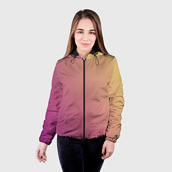 Куртка с капюшоном женская Градиент желтый малиновый по диагонали, цвет: 3D-черный — фото 2