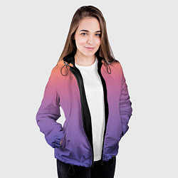 Куртка с капюшоном женская Градиент закатное небо желтый фиолетовый, цвет: 3D-черный — фото 2