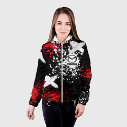Куртка с капюшоном женская Мазда на фоне граффити и брызг красок, цвет: 3D-белый — фото 2