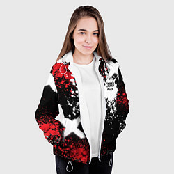 Куртка с капюшоном женская Ауди на фоне граффити и брызг красок, цвет: 3D-белый — фото 2