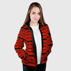 Куртка с капюшоном женская Техно броня красная, цвет: 3D-черный — фото 2
