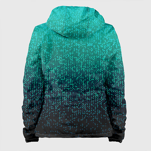 Женская куртка Градиент мелкая мозаика аквамарин / 3D-Черный – фото 2