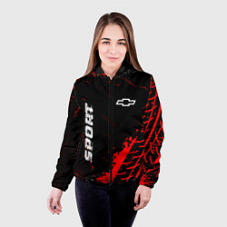 Куртка с капюшоном женская Chevrolet red sport tires, цвет: 3D-черный — фото 2