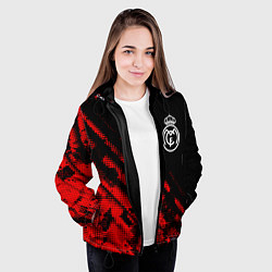 Куртка с капюшоном женская Real Madrid sport grunge, цвет: 3D-черный — фото 2