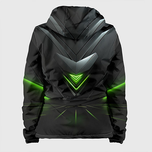 Женская куртка Яркая зеленая абстрактная конструкция в стиле nvid / 3D-Черный – фото 2