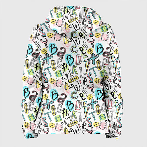 Женская куртка Цветные каракули буквы алфавита / 3D-Черный – фото 2