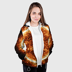 Куртка с капюшоном женская Пылающее солнце крупным планом, цвет: 3D-белый — фото 2