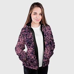 Куртка с капюшоном женская Абстрактный брызги сине-розовый, цвет: 3D-черный — фото 2