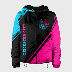 Куртка с капюшоном женская Leicester City - neon gradient вертикально, цвет: 3D-черный