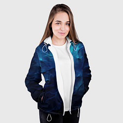 Куртка с капюшоном женская Абстрактные волны глубины, цвет: 3D-белый — фото 2