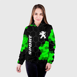Куртка с капюшоном женская Peugeot green sport hexagon, цвет: 3D-черный — фото 2