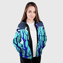 Куртка с капюшоном женская Turquoise abstraction, цвет: 3D-черный — фото 2