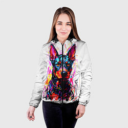 Куртка с капюшоном женская Доберман маркерами, цвет: 3D-черный — фото 2