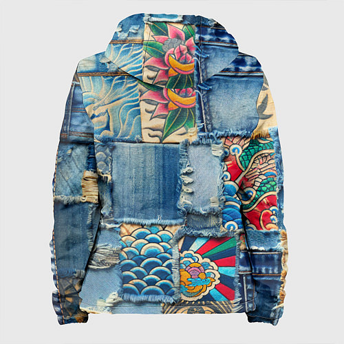 Женская куртка Японские мотивы на дениме / 3D-Белый – фото 2