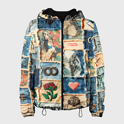 Женская куртка Баксы и девушки на дениме - пэчворк