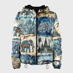 Куртка с капюшоном женская Пэчворк из Тайланда, цвет: 3D-черный