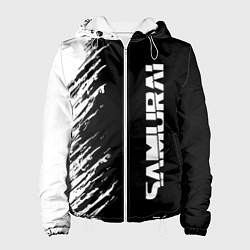 Куртка с капюшоном женская Самурай штрихи - киберпанк 2077, цвет: 3D-белый