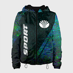 Куртка с капюшоном женская Daewoo sport glitch blue, цвет: 3D-черный