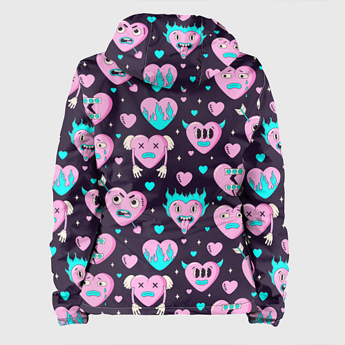 Женская куртка Паттерн с арт сердцами / 3D-Черный – фото 2