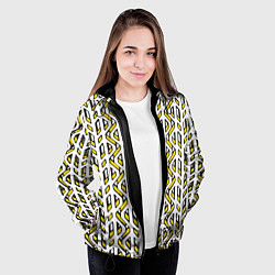 Куртка с капюшоном женская Жёлто-белый паттерн конструкция, цвет: 3D-черный — фото 2