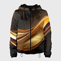 Женская куртка Золотая стильная абстракция на черном фоне