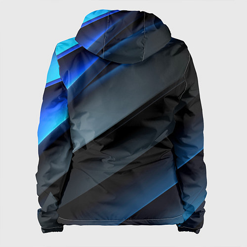 Женская куртка Темная синяя стильная абстракция на черном фоне / 3D-Черный – фото 2