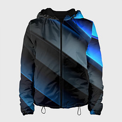 Женская куртка Темная синяя стильная абстракция на черном фоне