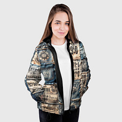 Куртка с капюшоном женская Пэчворк Tokyo and US, цвет: 3D-черный — фото 2