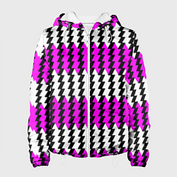 Куртка с капюшоном женская Вертикальные бело-розовые полосы, цвет: 3D-белый