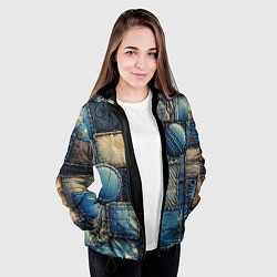 Куртка с капюшоном женская Denim patchwork - ai art, цвет: 3D-черный — фото 2