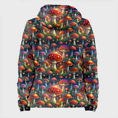 Женская куртка Красные мухоморы в лесу паттерн / 3D-Белый – фото 2