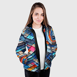 Куртка с капюшоном женская Абстрактный авангардный пэчворк - нейросеть, цвет: 3D-черный — фото 2
