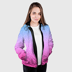 Куртка с капюшоном женская Звёздный градиент голубой и розовый, цвет: 3D-черный — фото 2