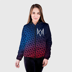 Куртка с капюшоном женская Watch Dogs неоновые соты, цвет: 3D-черный — фото 2