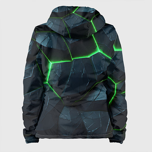 Женская куртка Abstract dark green geometry style / 3D-Черный – фото 2