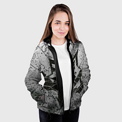 Куртка с капюшоном женская Грязное разбитое стекло в пятнах, цвет: 3D-черный — фото 2