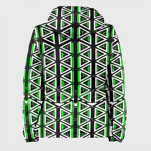 Женская куртка Бело-зелёные треугольники на чёрном фоне / 3D-Белый – фото 2